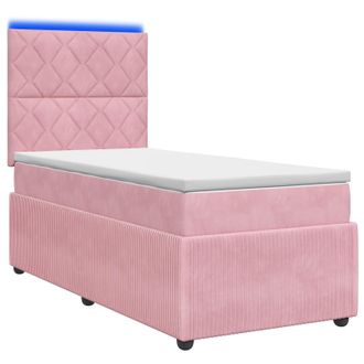 vidaXL Letto Box Spring Led Con Materasso Rosa 90 X 190 Cm Velluto Vidaxl