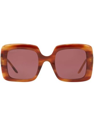 Gucci oversized square-frame sunglasses - women - Acetate - 52 - Brown