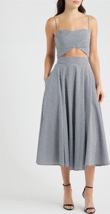 Black Halo Aysha Check Cotton Seersucker Sundress in Picnic Puff at Nordstrom, Size 10