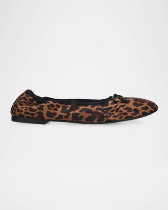 Stuart Weitzman Nia Leopard Grosgrain Ballerina Flats