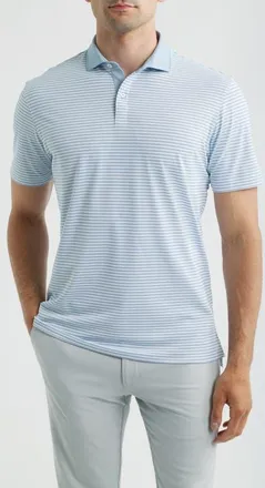Johnnie-O Cruz Stripe Performance Jersey Polo in Carbon Fiber at Nordstrom, Size Xx-Large