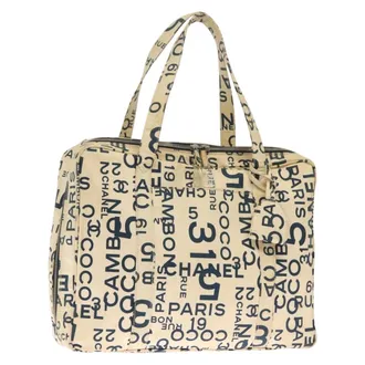 Chanel Cambon Canvas White Canvas Bag (Pre-Owned)