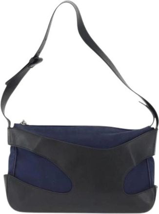 Ferragamo Pre-owned Shoulder Bags, female, Blue, Size: ONE SIZE Pre-owned Canvas Shoulder Bag