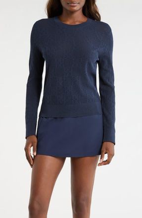 G/Fore Pointelle Knit Crewneck Golf Sweater in Twilight at Nordstrom, Size X-Small