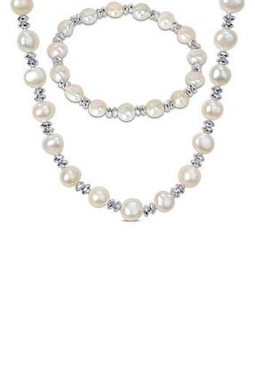 Delmar Cultured Freshwater Pearl Beaded Necklace & Bracelet Set in White at Nordstrom Rack