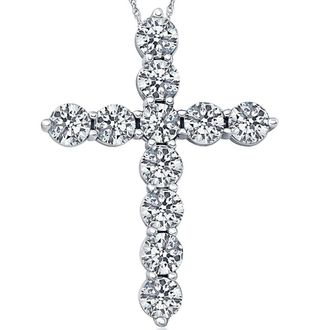 Pompeii3 2Cttw Diamond Cross Pendant in 10k White Gold Womens Necklace