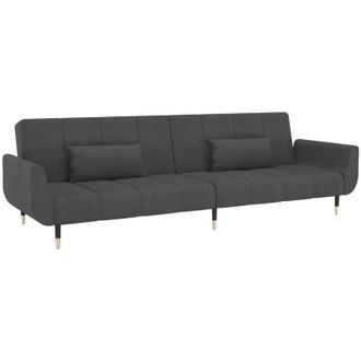 vidaXL Sof&aacute; Cama De 2 Plazas Con Dos Almohadas Terciopelo Gris Oscuro Vidaxl
