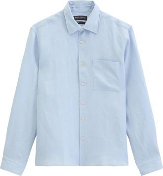 Marc O'Polo Leinenhemd MARC OPOLO, Herren, Gr. XXL, N-Gr, dusted blau, Web, Obermaterial: 100% Leinen, Manschette, Hemden Leinenhemd, im klassisch cleanen Look
