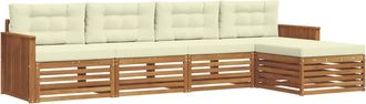 vidaXL Conjunto De Sof&aacute;s De Exterior 5 Uds. Natural Y Crema Vidaxl