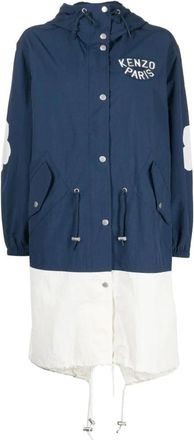 Kenzo Sailor Lange Windbreaker - Dames - Parka Jassen - Blauw - M - Nylon - Jassen