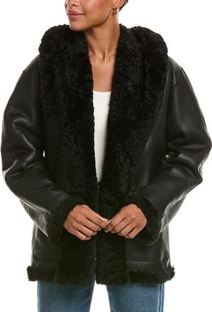 Vince Leather & Shearling Hooded Jacket
