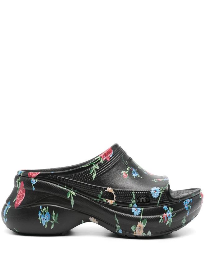 rose-print slides - Black