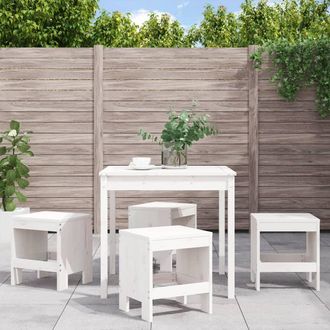 vidaXL Juego De Comedor De Jard&iacute;n 5 Piezas Madera Maciza Pino Blanco Vidaxl