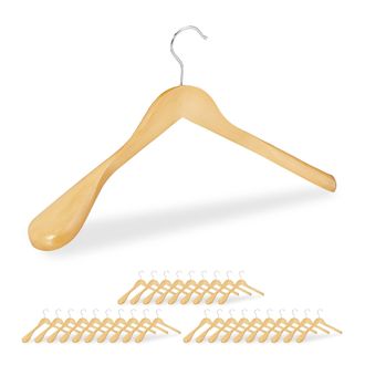 Relaxdays Pack De 30 Perchas Traje Anchas, Para Chaquetas, Abrigos O Vestidos, Madera, 45 Cm De Ancho, Marr&oacute;n Claro