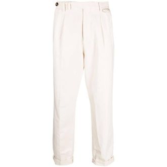 Brunello Cucinelli Off-White Pleated Trousers With Cuffs, Brand Size 48 (US Size 32)