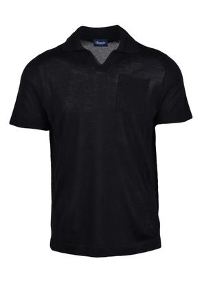 Drumohr Silk Knit Polo Shirt - Black