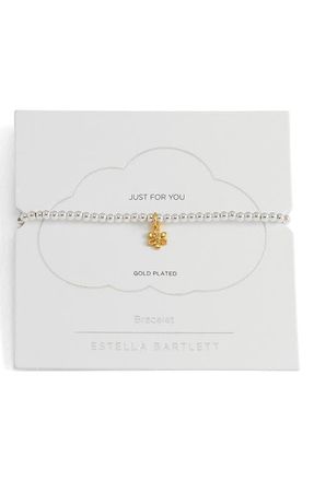 Estella Bartlett Sienna Flower Beaded Stretch Bracelet in Gold at Nordstrom