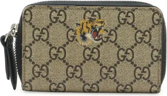 Gucci Beige Black Gg Supreme Canvas Leather Coin Purse/Coin Case (Pre-Owned)