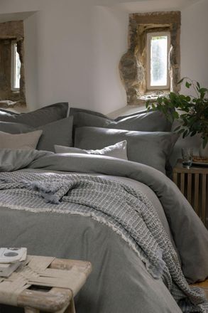 Christy Flannel Marl Super Soft Brushed Cotton Duvet Sets in Grey | Size: Super King
