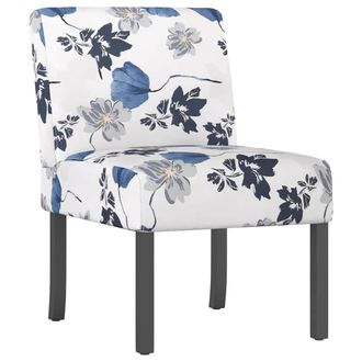vidaXL Silla Tapizada De Tela Con Estampado De Flores Azul Vidaxl