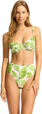 Seafolly Sunray Bikini Top Womens Sage Leaf Print Swimwear Underwire GBO2401