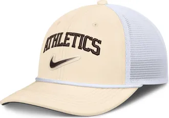 Nike Athletics Rise Nike Mens Dri-FIT MLB Trucker Adjustable Hat in White | NB640HNAFZ-USE