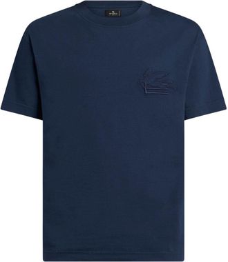 Etro Pegaso-embroidery T-shirt - men - Cotton - XXXL - Blue