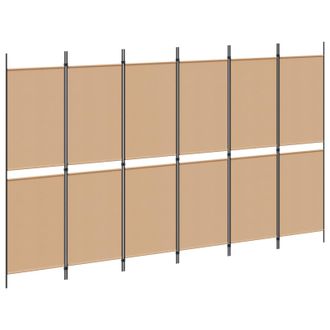 vidaXL Divisor De Habitaci&oacute;n De 6 Paneles Beige 300 X 180 Cm Tela Vidaxl