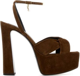 Saint Laurent Dark Brown Open Round Toe Heels