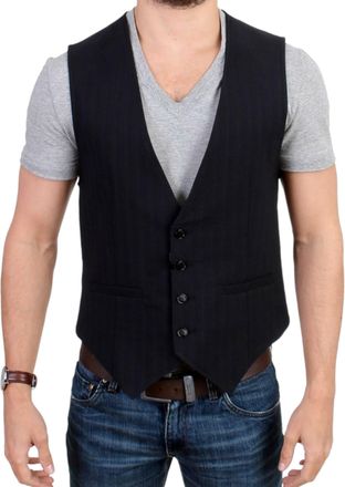 Costume National striped cotton casual Mens vest