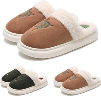 Generic Fluffy Slippers Women, Womens Cozy Plaid Slippers for Home Comfort Slip On Casual Warm Footwear Ideal Fall and Winter Season ( 6-Green, 5.5)