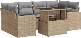 vidaXL Vidaxl - Set Sof&aacute;s De Jard&iacute;n 7 Piezas Y Cojines Rat&aacute;n Sint&eacute;tico Beige