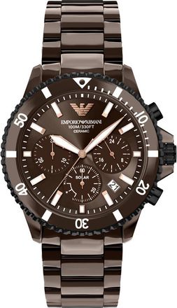 Emporio Armani World Explorer Solar Chronograph Ceramic Watch in Brown at Nordstrom