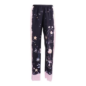 Forte_Forte Broeken, Dames, Blauw, L, Deliverance Print Twill Stretch Broeken