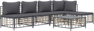 vidaXL Vidaxl - Juego De Muebles De Jard&iacute;n 6 Pzas Cojines Antracita Rat&aacute;n Pe