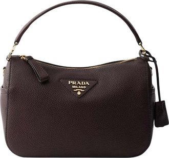 Prada Dark Brown Logo Small Shoulder Bag
