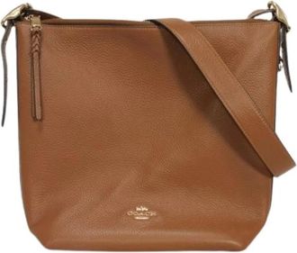 Coach Pre-owned Val Duffle Verfijnd Pebble Leer Schoudertas - Dames - Vintage Schoudertas - Bruin - ONE Size - Leer - Vintage
