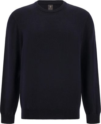 Boggi Milano Truien & Vesten, Heren, Blauw, XL, Wol, Merinowol ronde hals