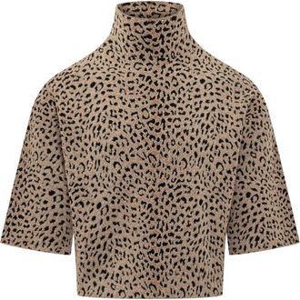 Givenchy High Neck SS Top - Dames - Coltruien - Beige - M - Truien & Vesten