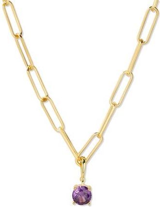 Brook & York Melrose Birthstone Pendant Paper Clip Chain Necklace in Gold at Nordstrom Rack