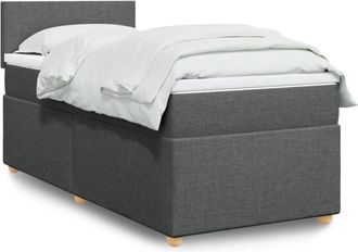 vidaXL Vidaxl - Cama Box Spring Con Colch&oacute;n Tela Gris Oscuro 80x200 Cm
