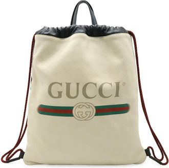 Gucci Green Ivory Red Color Leather Backpack Pouch Tote Bag (Pre-Owned)