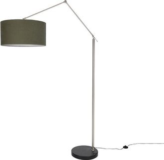 QAZQA Qazqa L&aacute;mpara De Pie Negra Ajustable Con Pantalla Verde 50cm