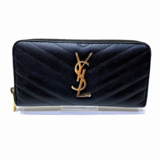 Saint Laurent Black Leather Coin Purse/Coin Case (Pre-Owned)