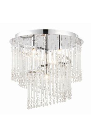 Netlighting Camille 4 Light Spiral Flush Ceiling Light Chrome Clear Glass G9 in Grey