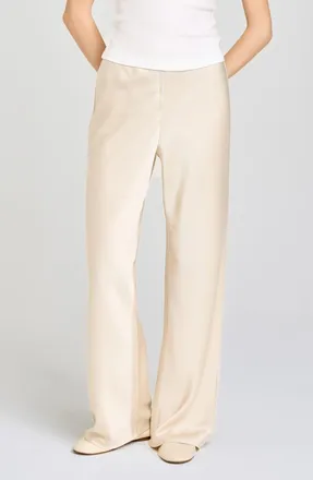 Wayf Helene High Waist Wide Leg Pants in Cream at Nordstrom, Size X-Large