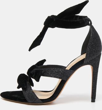 Alexandre Birman Black Velvet And Glitter Tripple Knot Lolita Sandals