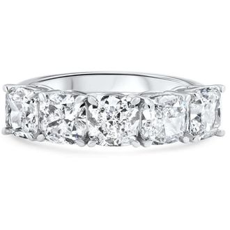 Pompeii3 1 - 3 1/2 Ct Cushion Cut Diamond 5-Stone Wedding Ring 14k Gold Lab Grown