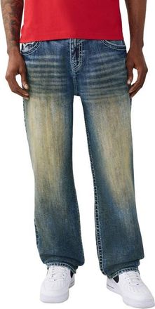 True Religion Bobby Big T Baggy Jeans in Chainlink Distress Dark Wash at Nordstrom, Size 32