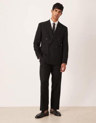 Asos Pantaloni da abito dritti in lana neri-Nero